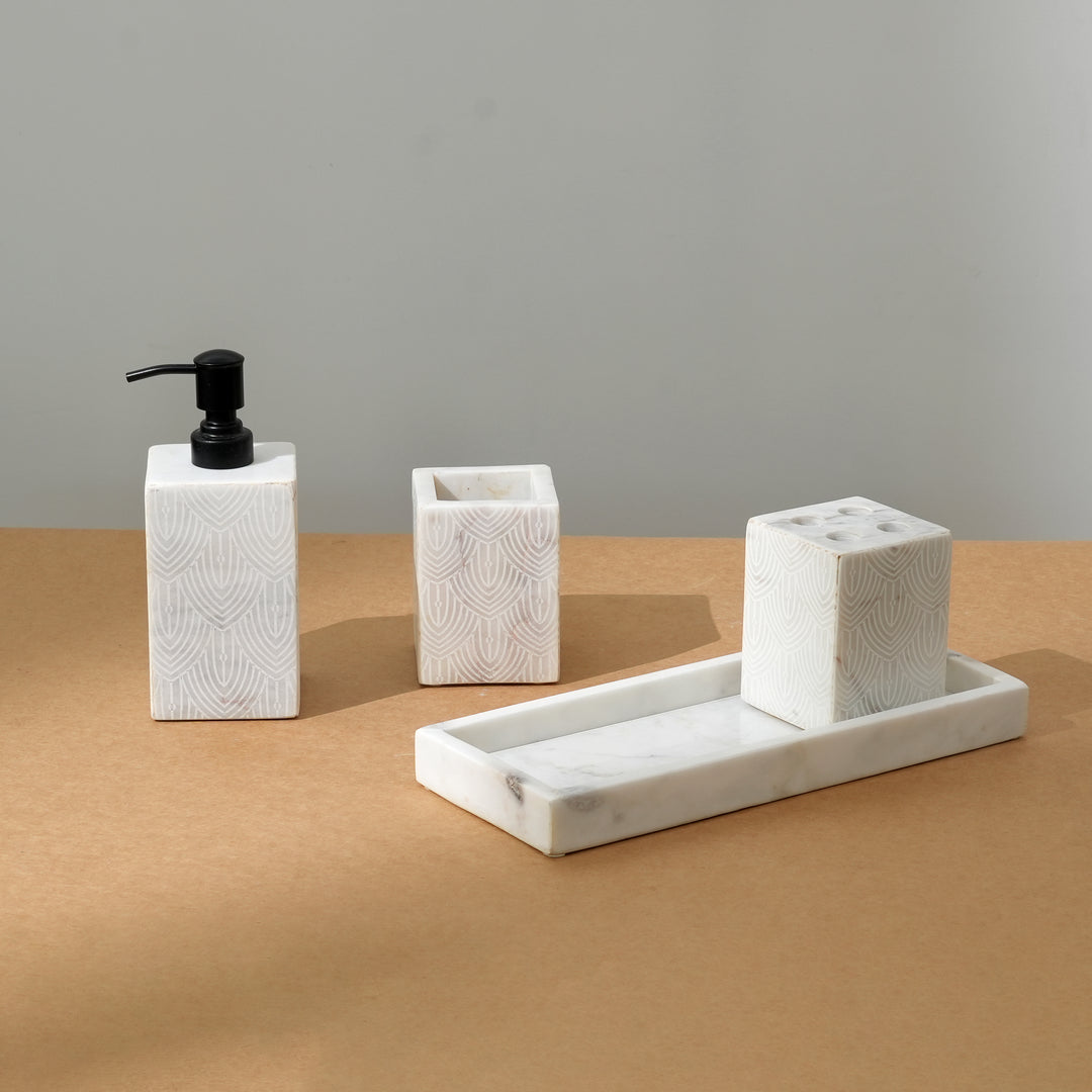 Luxury Marble Bathroom Set | Laser Design & Stone Carving Artistry