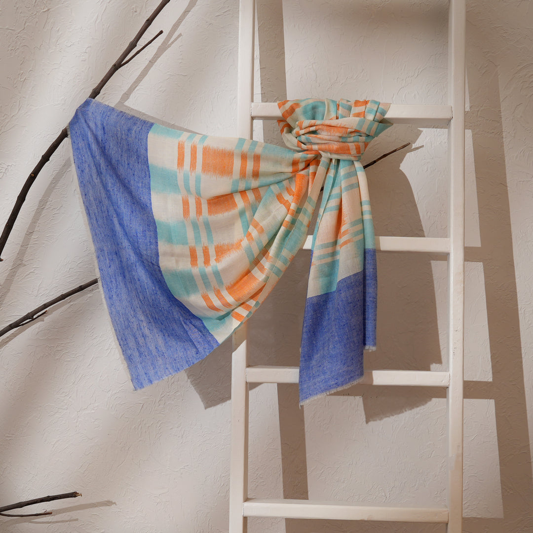 Authentic Himalayan Pashmina Shawl | Ikat Design 28"x80"