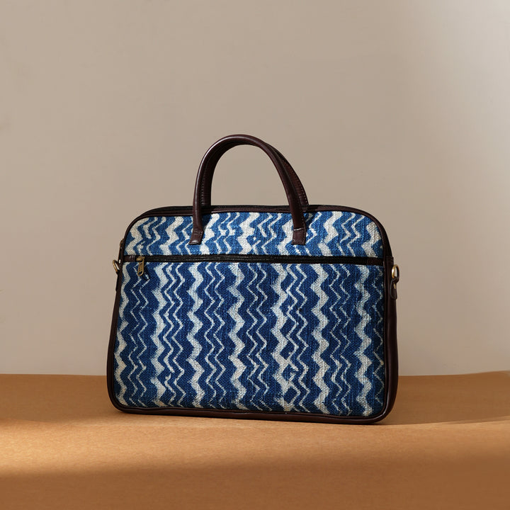 Handcrafted Laptop Bag Set with Floral Block Print