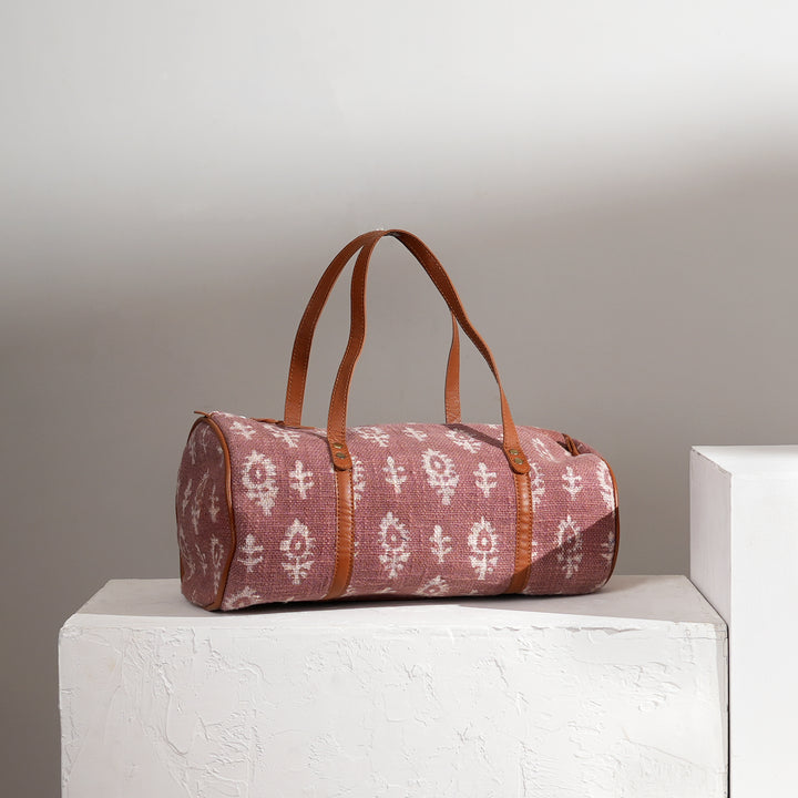 Handcrafted Duffel Bag with Ikat Pattern