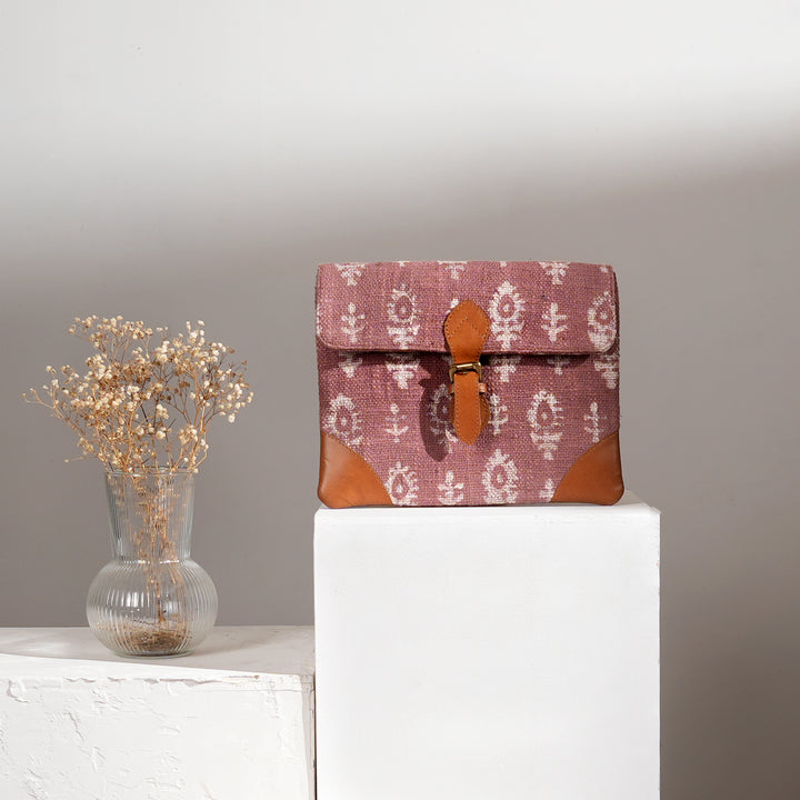 Handcrafted Zigzag Ikat iPad Cover Bag | Clutch Style with Faux Leather Accents