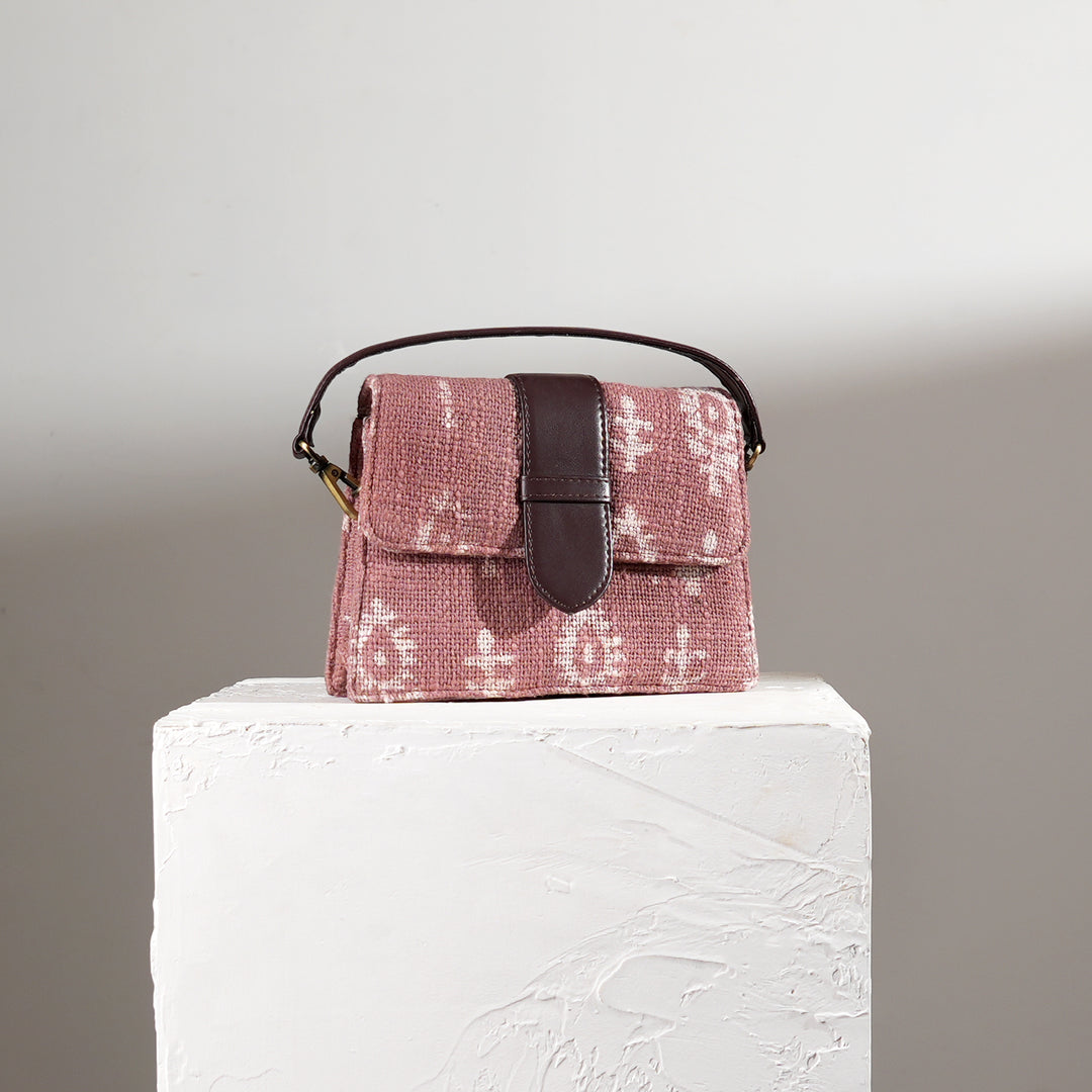 Short Sling Handbag with Floral Block Print