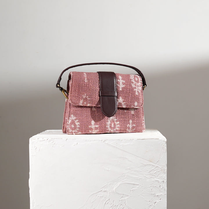 Short Sling Handbag with Floral Block Print