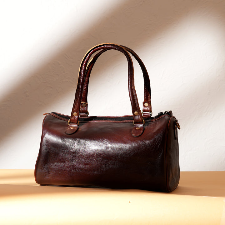 Handcrafted Leather Duffle Bag | Dark Brown | Compact & Functional Travel Companion