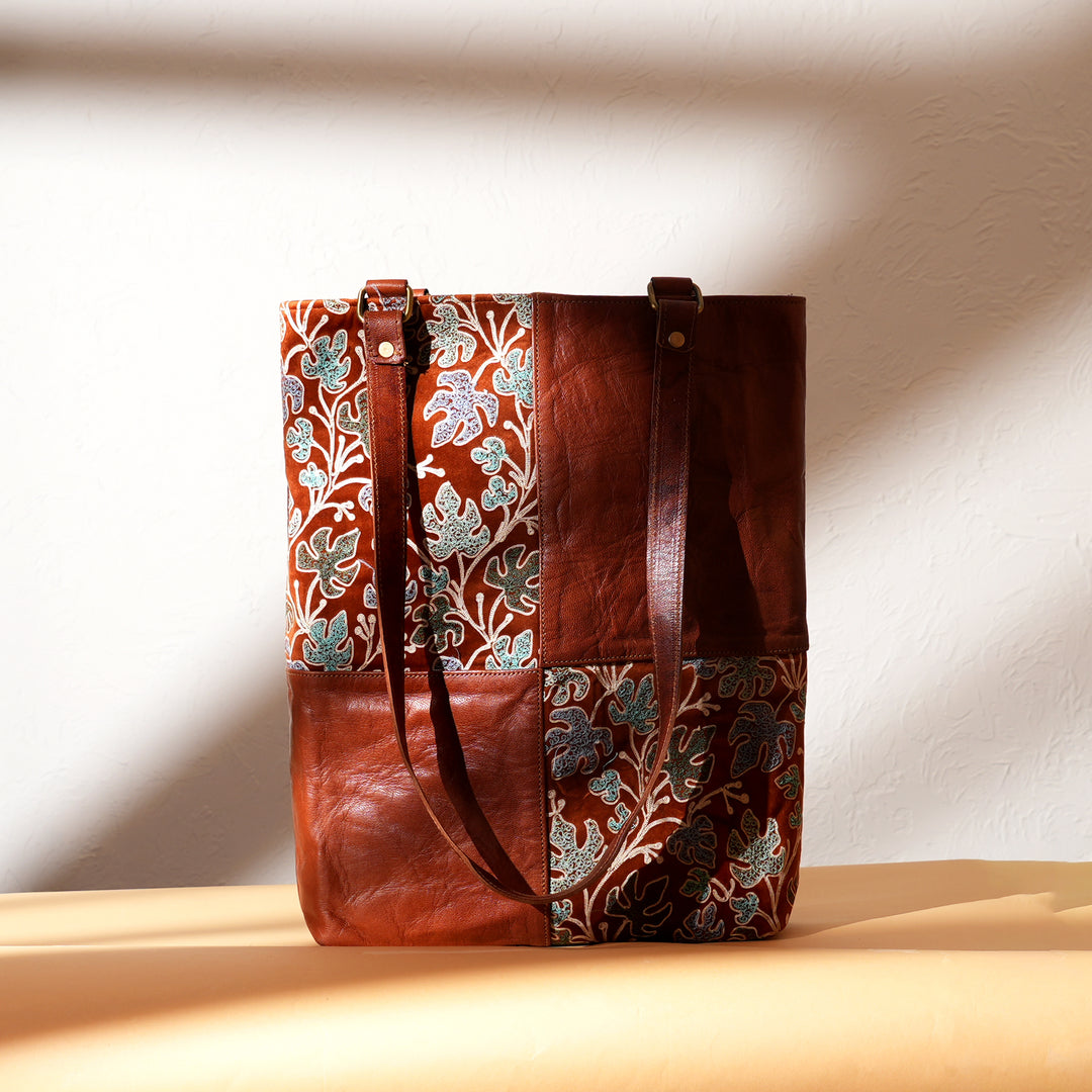Handcrafted Goat Leather Tote Bag | Tan | Spacious with Multicompartment Design