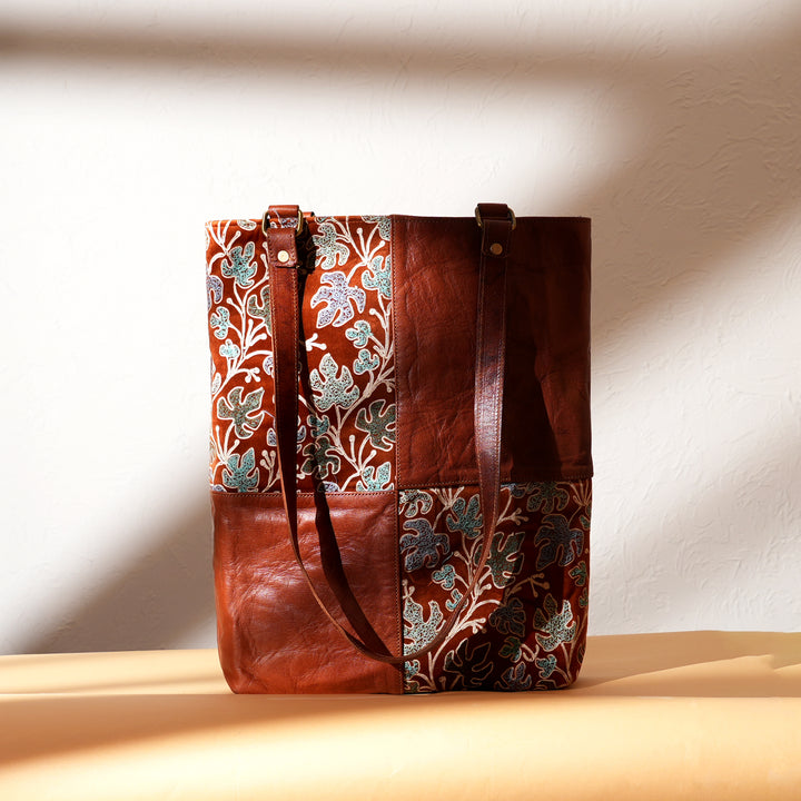 Handcrafted Goat Leather Tote Bag | Tan | Spacious with Multicompartment Design
