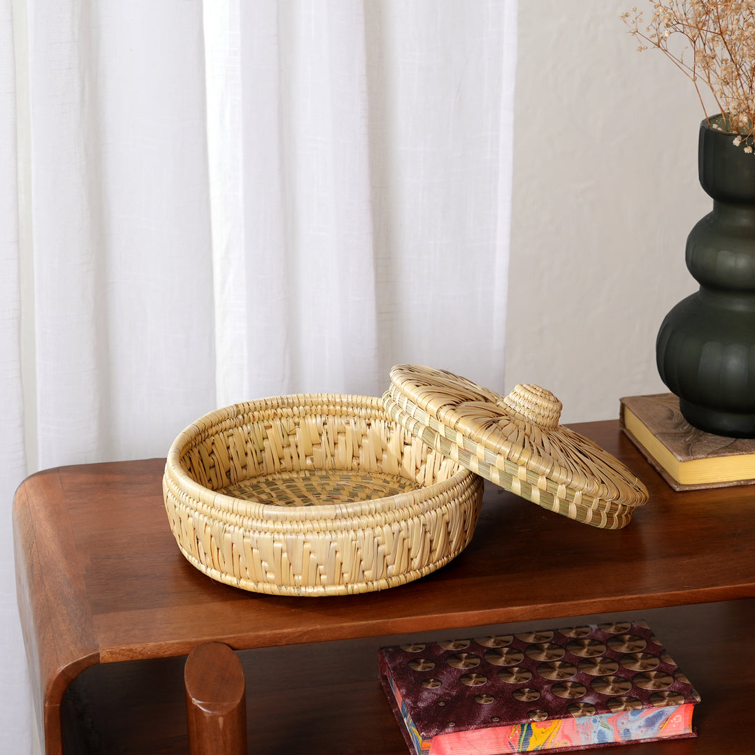 Handwoven Moonj Grass Roti Basket | Natural & Eco-Friendly Kitchen Storage
