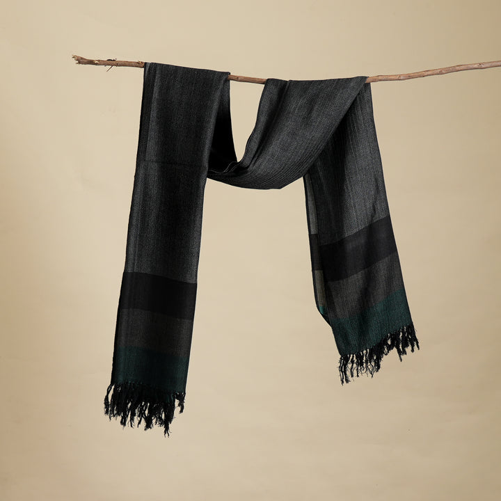 Artisan Wool Stole | Reversible Design with Bold Multicolor Stripes, 80"x28"