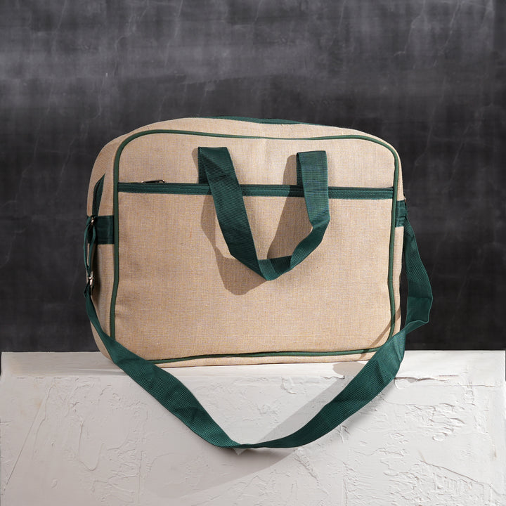 Beige Jute Silk Office Tote | Premium Natural Fiber Bag 16"