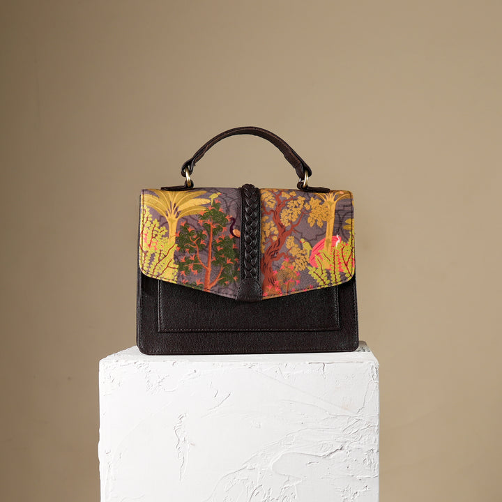Garden Theme Satchel Bag | Multi, 10x3.5x8"