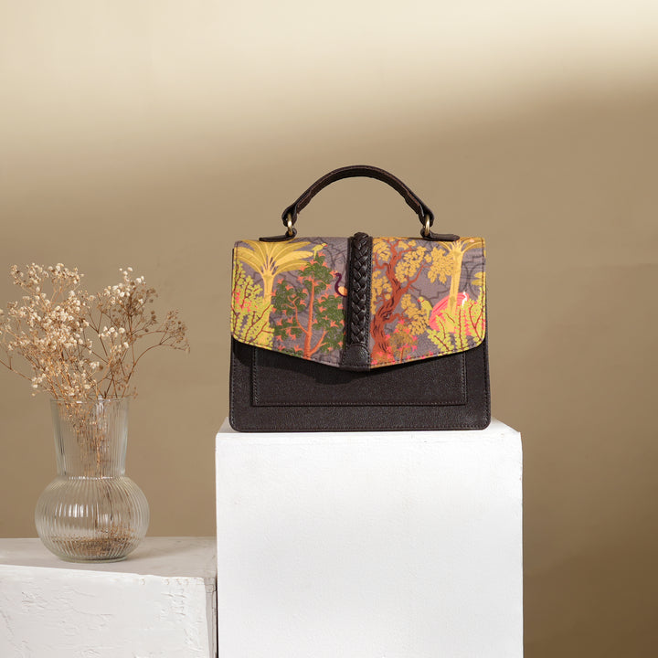 Garden Theme Satchel Bag | Multi, 10x3.5x8"