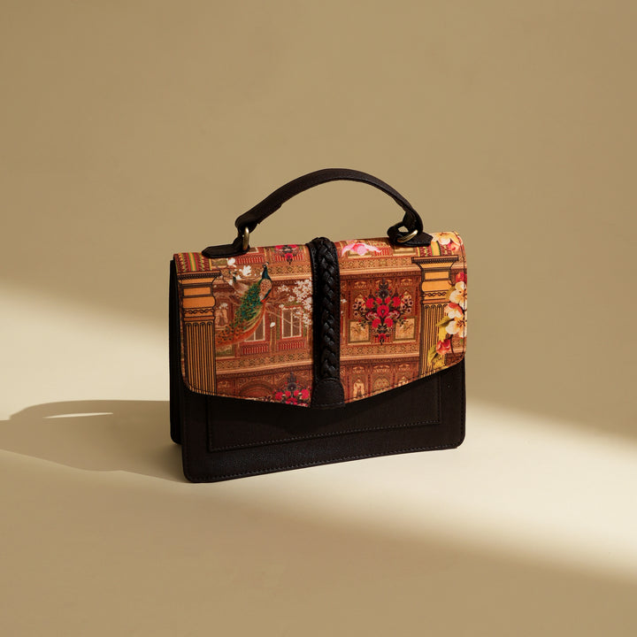 Haveli Theme Satchel Bag | Multi, 10"x3.5"x8"