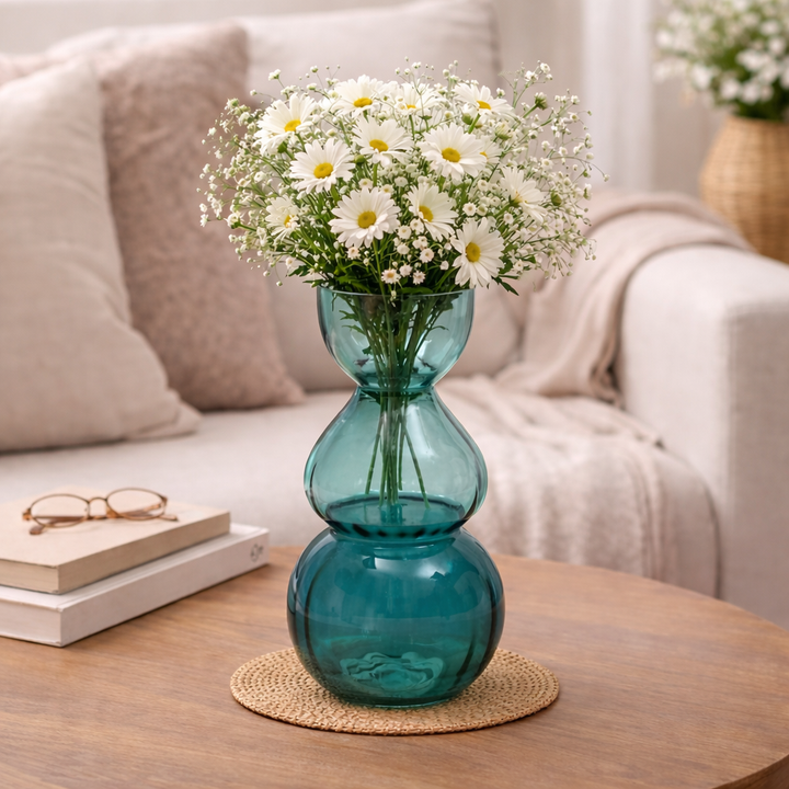 Glass Vase | Decorative Opulent Bauble Glass Vase | Luxurious Accent Vase for Stylish Home Interiors