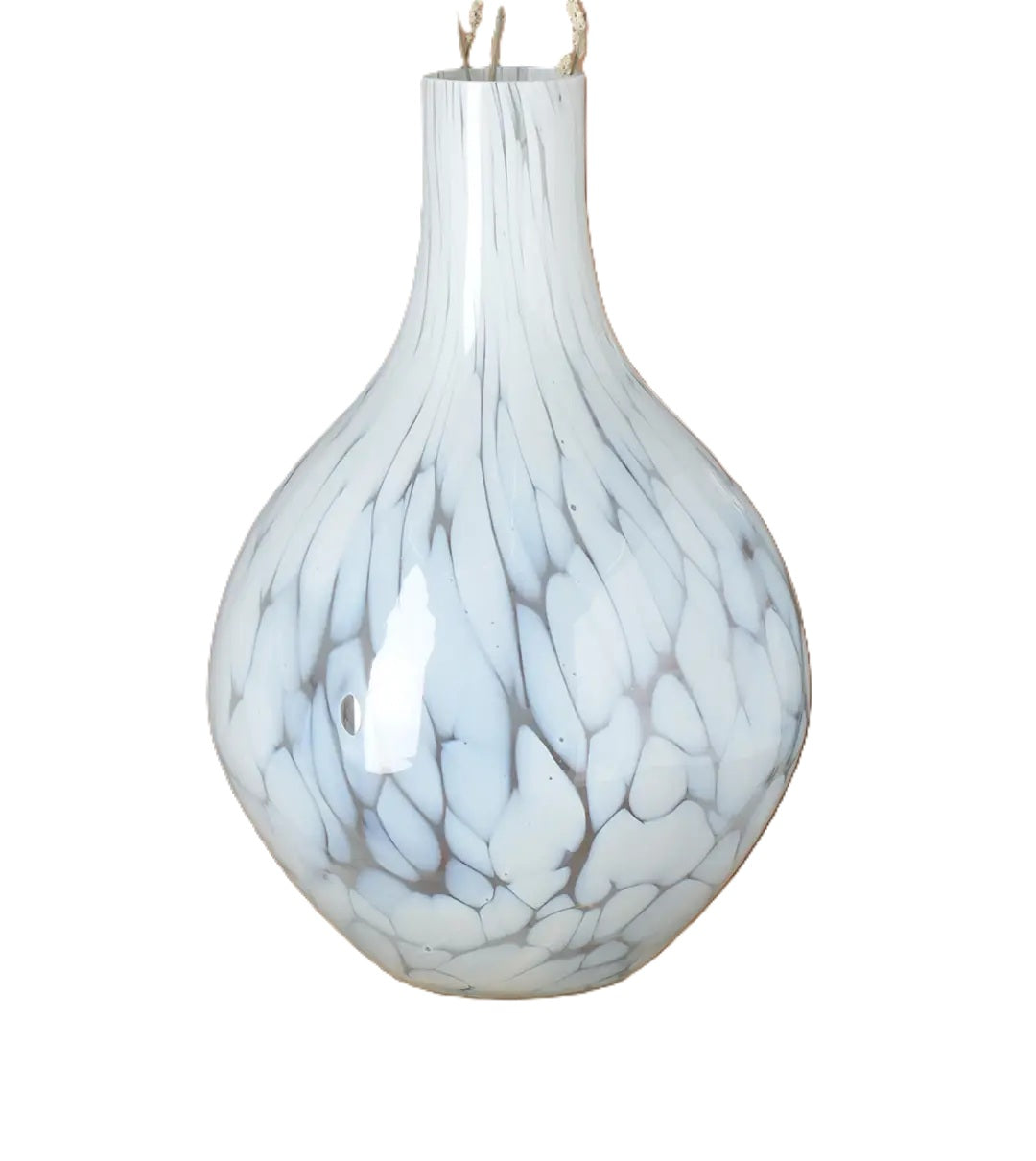 Vase | White Splutter Round Glass Vase | Elegant Decorative Vase for Modern Home Interiors