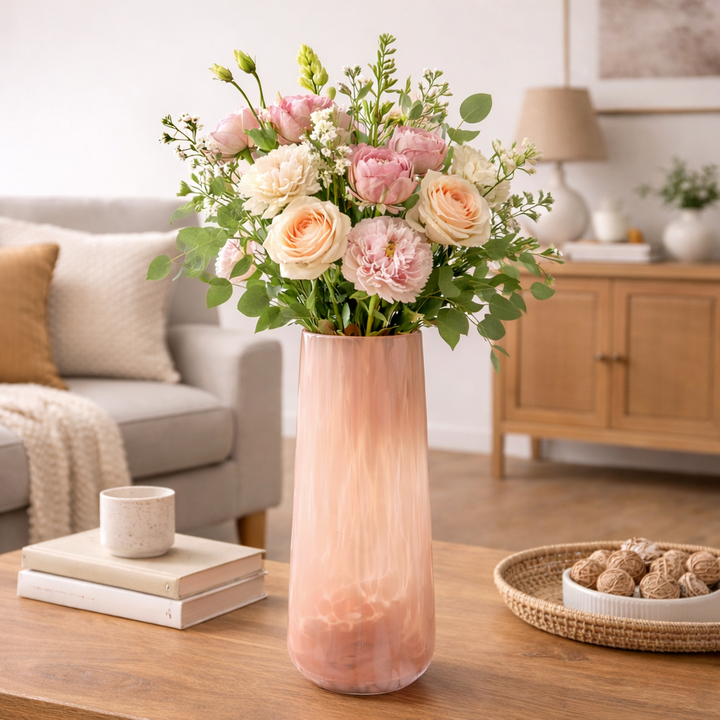 Vase | 12" Long Elegant Glass Vase | Stylish Decorative Glass Vase for Home and Office Decor