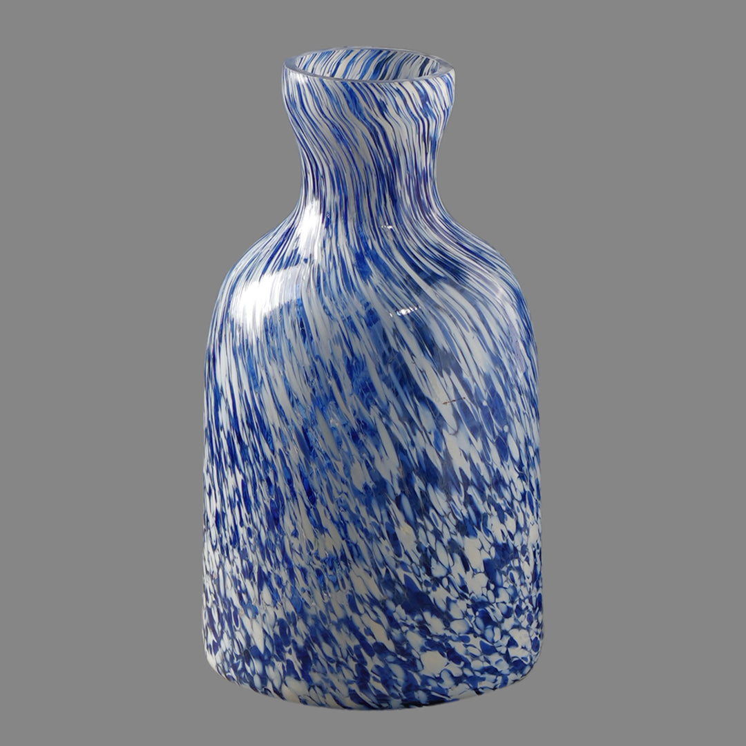 White & Blue Splutter Glass Vase