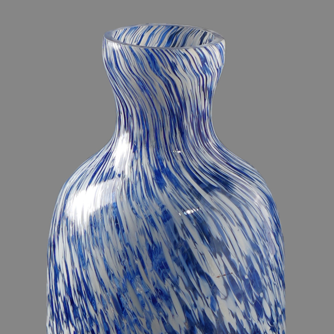 White & Blue Splutter Glass Vase