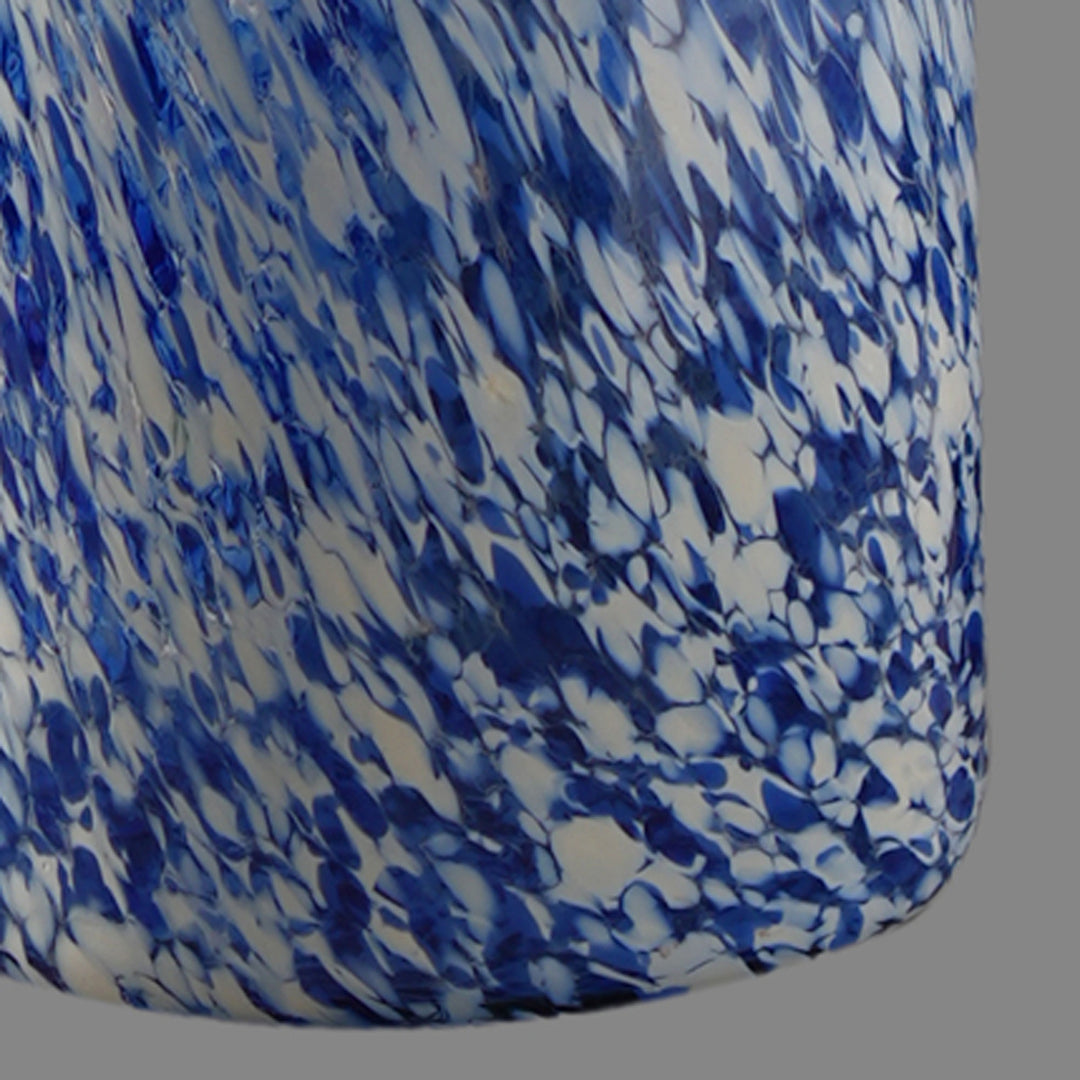 White & Blue Splutter Glass Vase