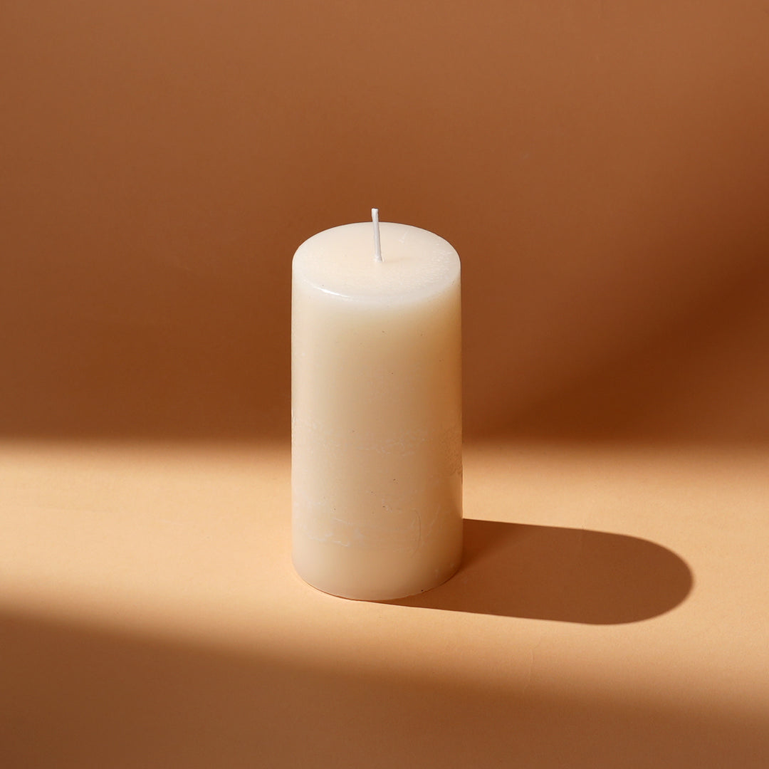 Handpoured Unscented Ivory Pillar Candle