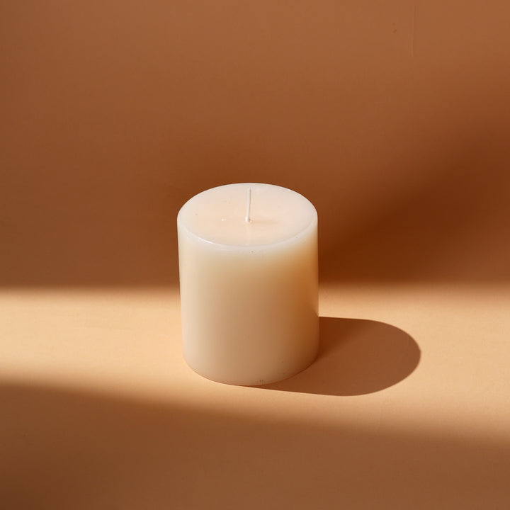 Handpoured Unscented Ivory Pillar Candle