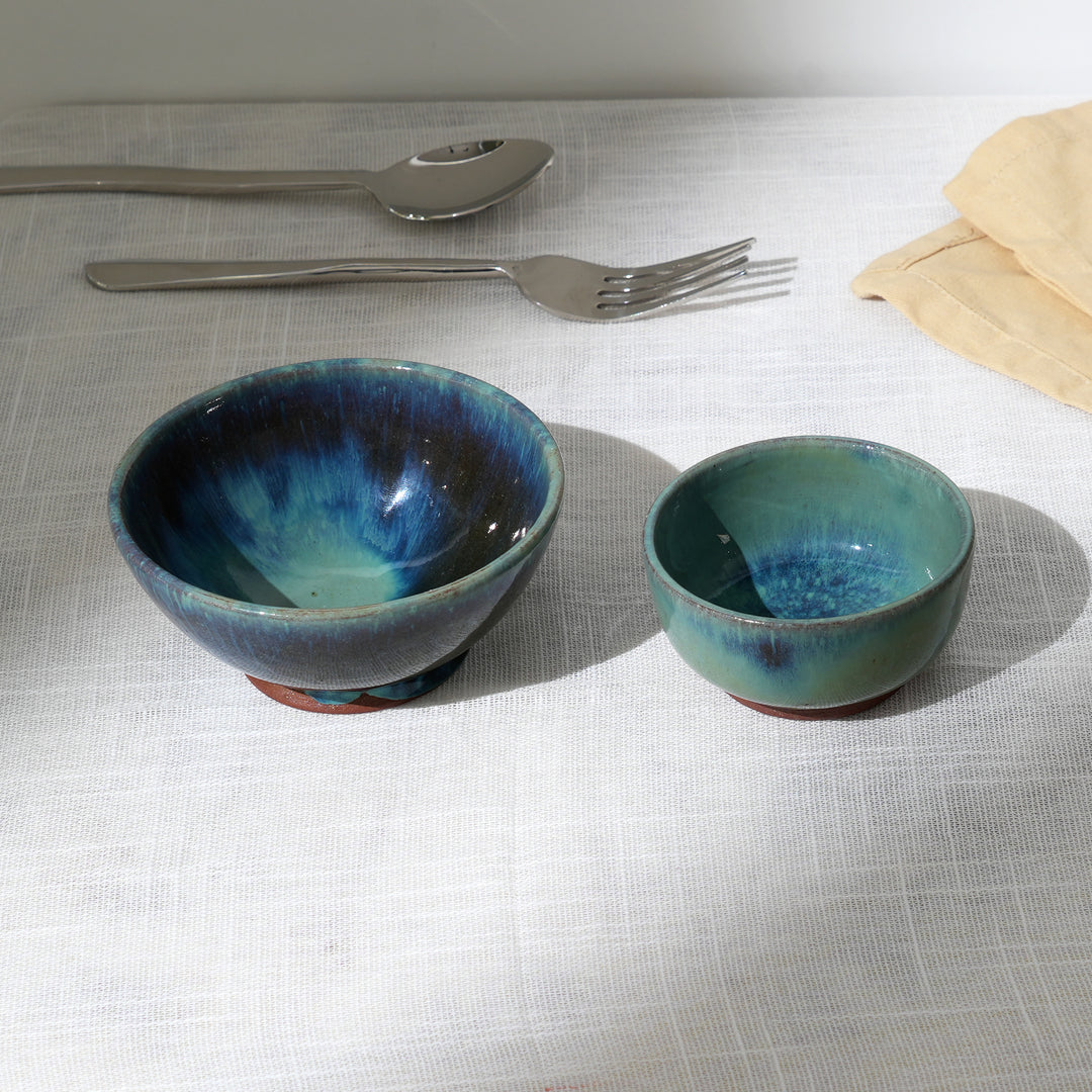 Handmade Terracotta Serving Bowl | Glossy Green Glaze | Rustic & Elegant Tableware