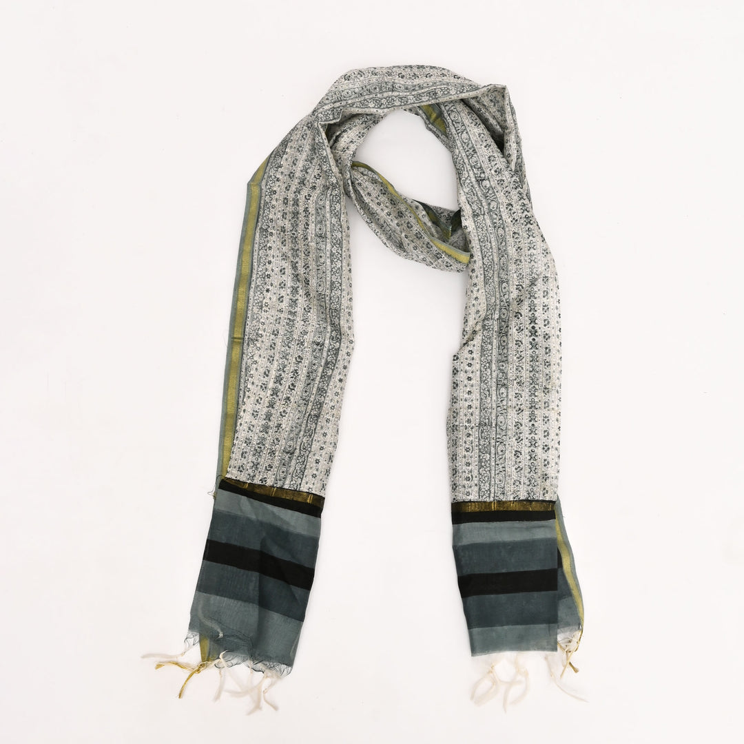 Sanganeri Handblock Printed Stole in Silk-Cotton
