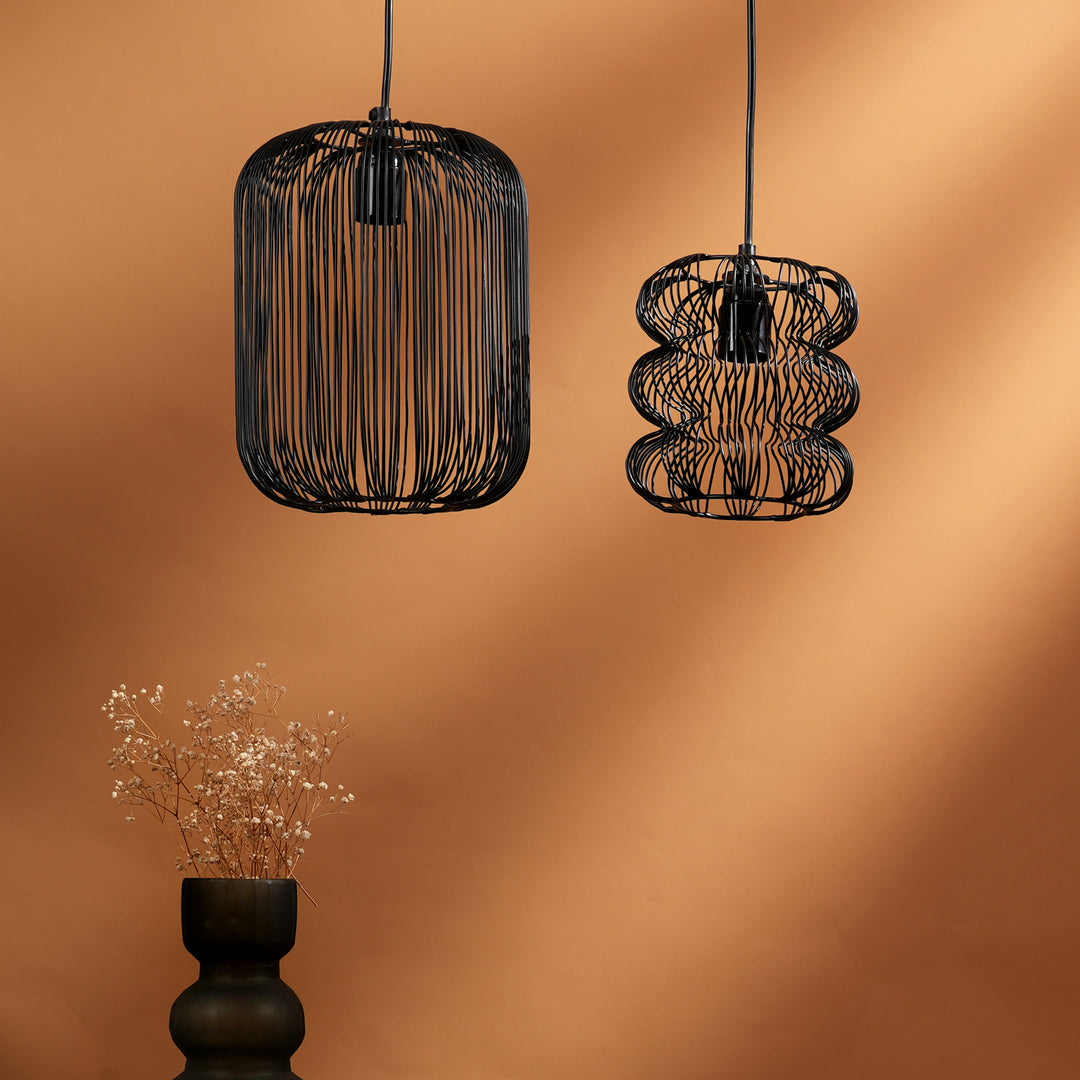 Hanging Iron Pendant Light | Black | Sleek Industrial Style Lighting