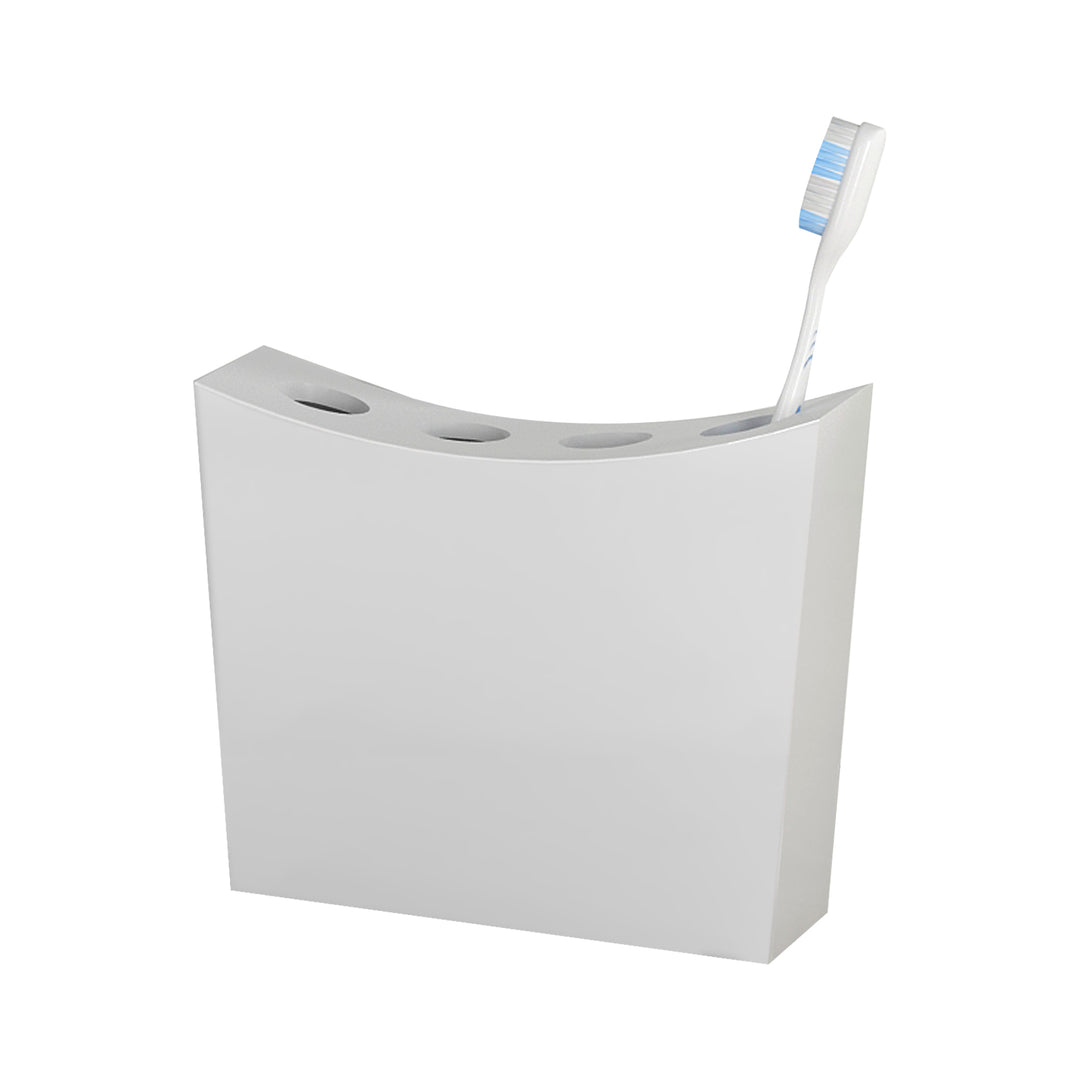 Toothbrush Holder | Compact Multi-Slot Holder for Toothbrushes,Razors & Makeup Accessories | White Resin