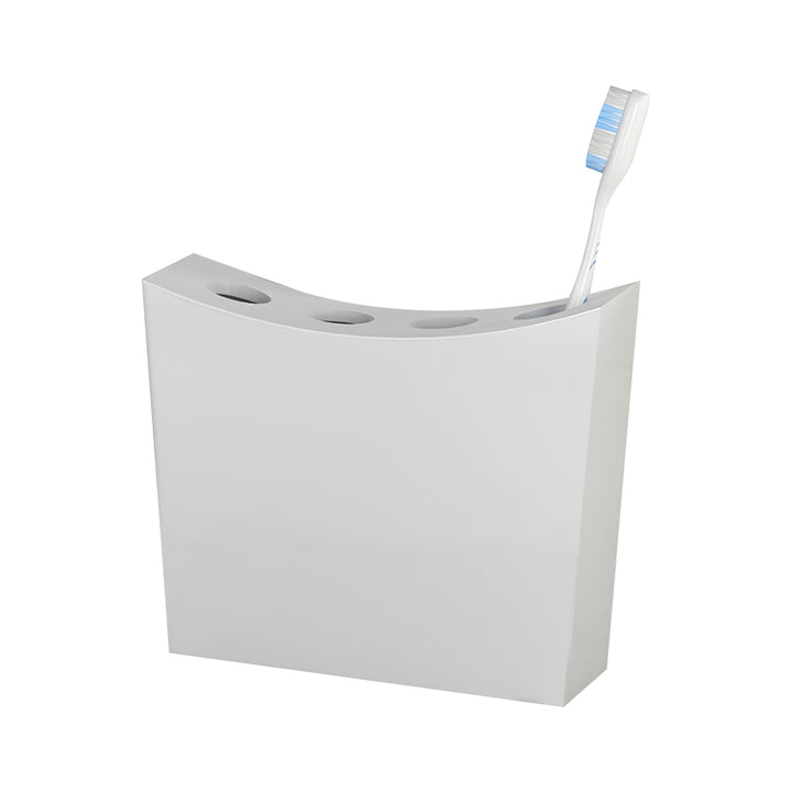 Toothbrush Holder | Compact Multi-Slot Holder for Toothbrushes,Razors & Makeup Accessories | White Resin