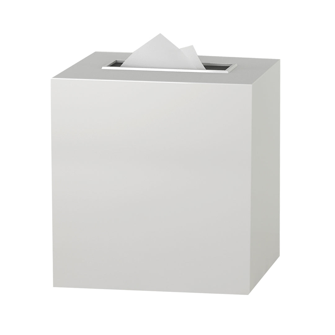 Tissue Box Cover | Resin Square Facial Tissue Box Holder | White Resin Finish