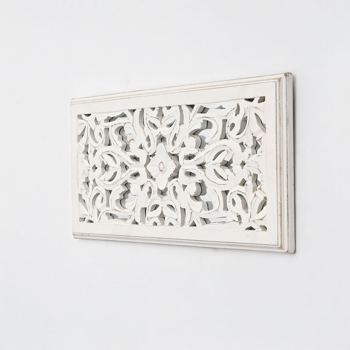 Hand Carved  Wall Panel Set of 2 | Mango Wood | Floral Décor