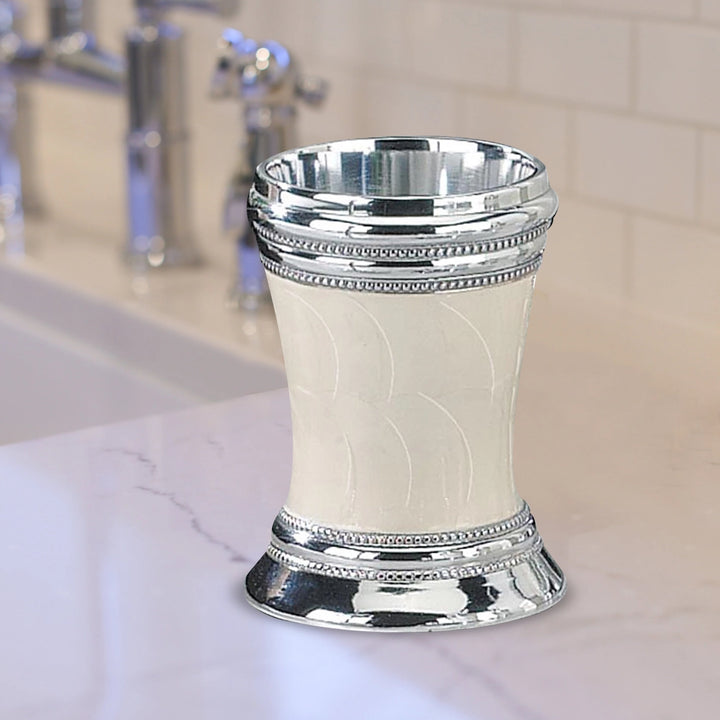 Stainless Steel Bathroom Tumbler Cup | Decorative Rinse Cup,Drinking Glass,Toothbrush & Makeup Brush Holder for Vanity Countertops,Sink & Desk | Mop