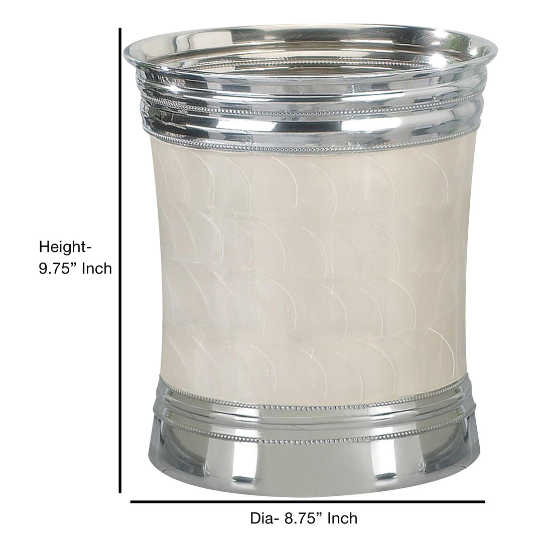 Metal Wastebasket, 7Qt, Enamel with Chrome Plated Trim