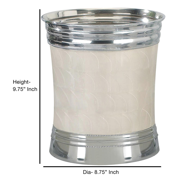 Metal Wastebasket, 7Qt, Enamel with Chrome Plated Trim
