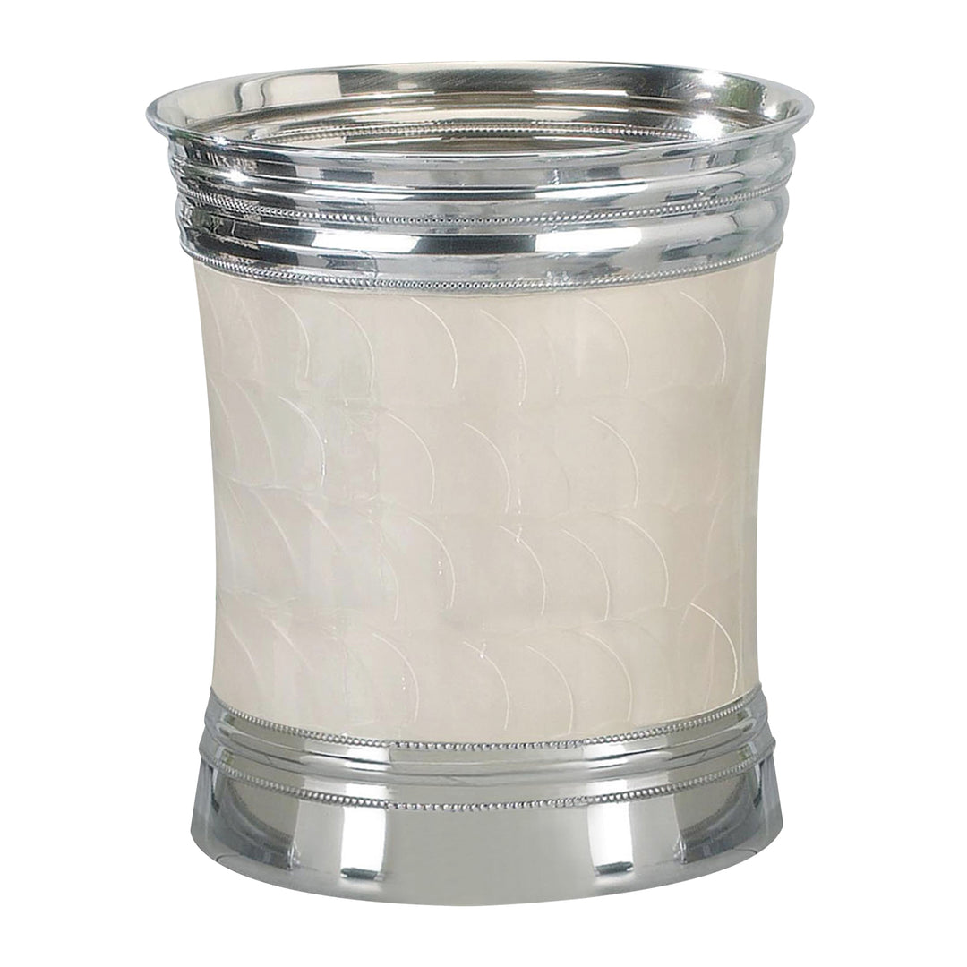 Metal Wastebasket, 7Qt, Enamel with Chrome Plated Trim