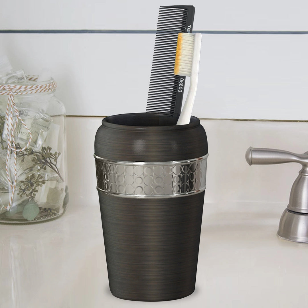 Stainless Steel Bathroom Tumbler Cup | Decorative Rinse Cup,Drinking Glass,Toothbrush & Makeup Brush Holder for Vanity Countertops,Sink & Desk | Orb