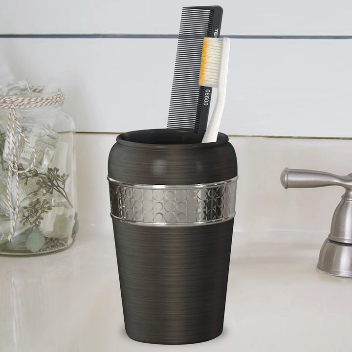 Stainless Steel Bathroom Tumbler Cup | Decorative Rinse Cup,Drinking Glass,Toothbrush & Makeup Brush Holder for Vanity Countertops,Sink & Desk | Orb