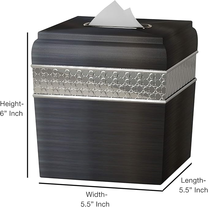 Stainless Steel Square Facial Tissue Box Cover Holder for Bathroom Vanity Countertops, Bedroom Dressers, Night Stands, Desks and Tables | Bronze Finish