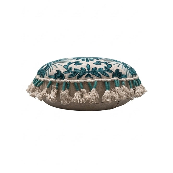 Embroidered Floor Pillow with Tassels & Filler, 20x20x3.5"