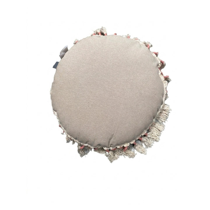 Printed Round Floor Pillow with Tassels, 20x20x3.5"