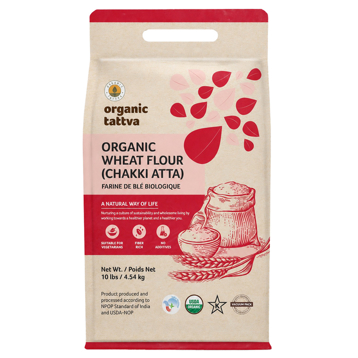 Organic Whole Wheat Flour (Chakki Atta) 10 lbs Pack of 5