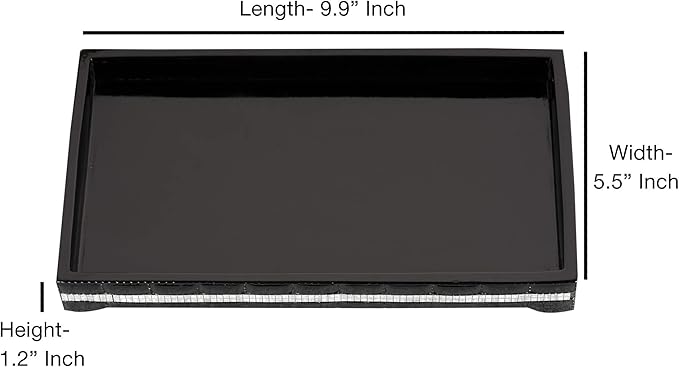 Black Storage Organizer Tray for Bathroom Vanity Countertops,Closets,Dressers-Holder for Watches, Earrings,Makeup Brushes,Perfume,Guest Hand Towels | Resin