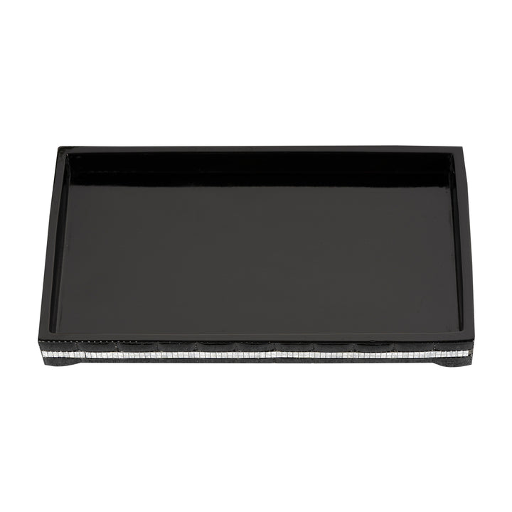 Black Storage Organizer Tray for Bathroom Vanity Countertops,Closets,Dressers-Holder for Watches, Earrings,Makeup Brushes,Perfume,Guest Hand Towels | Resin