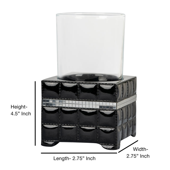 Resin Bathroom Tumbler Cup | Decorative Rinse Cup,Drinking Glass,Toothbrush & Makeup Brush Holder for Vanity Countertops,Sink & Desk, Black