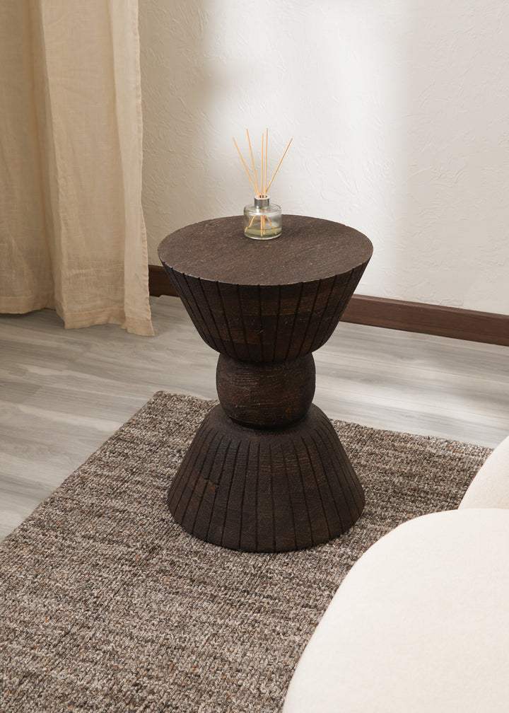 Handcrafted Pellet Drum Solid Wood End Table – 16" x 16" x 22"