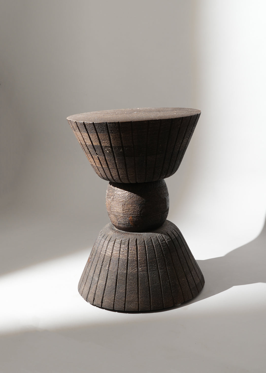 Handcrafted Pellet Drum Solid Wood End Table – 16" x 16" x 22"