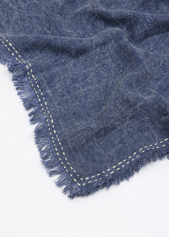 Stonewashed Linen Woven Throw Blanket with Fringe – 52" x 68"