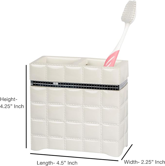 8 Pcs Resin Bath Accessory Set for Vanity Countertops  Includes Cotton Container, Dish,Toothbrush, Tumbler,Soap Lotion,Waste Basket,Tissue Box Holder,Tray | White
