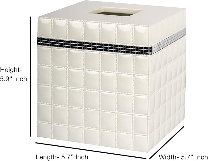 8 Pcs Resin Bath Accessory Set for Vanity Countertops  Includes Cotton Container, Dish,Toothbrush, Tumbler,Soap Lotion,Waste Basket,Tissue Box Holder,Tray | White