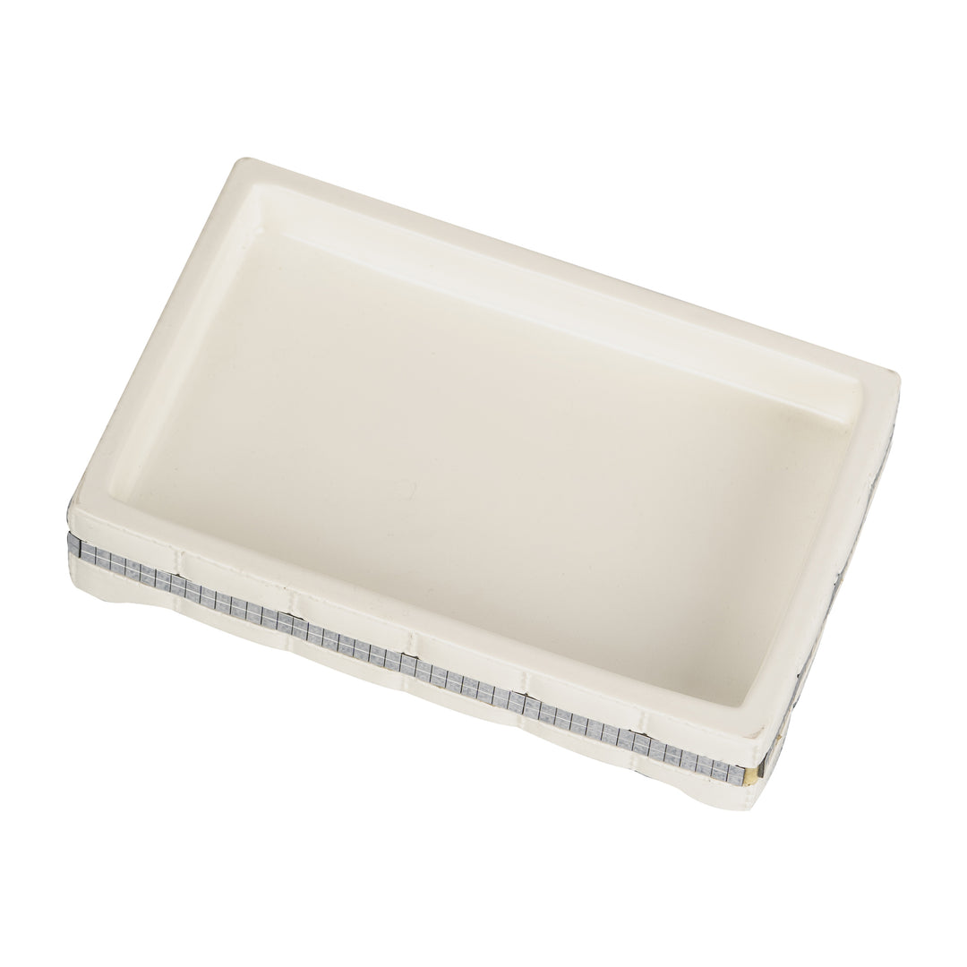 Soap Dish for Bathroom Counter,Shower & Kitchen | White Resin